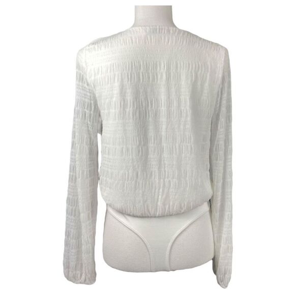 NWT SO White Surplice Bodysuit M Coquette Cottagecore Softgirl Winter Basics - Picture 3 of 5